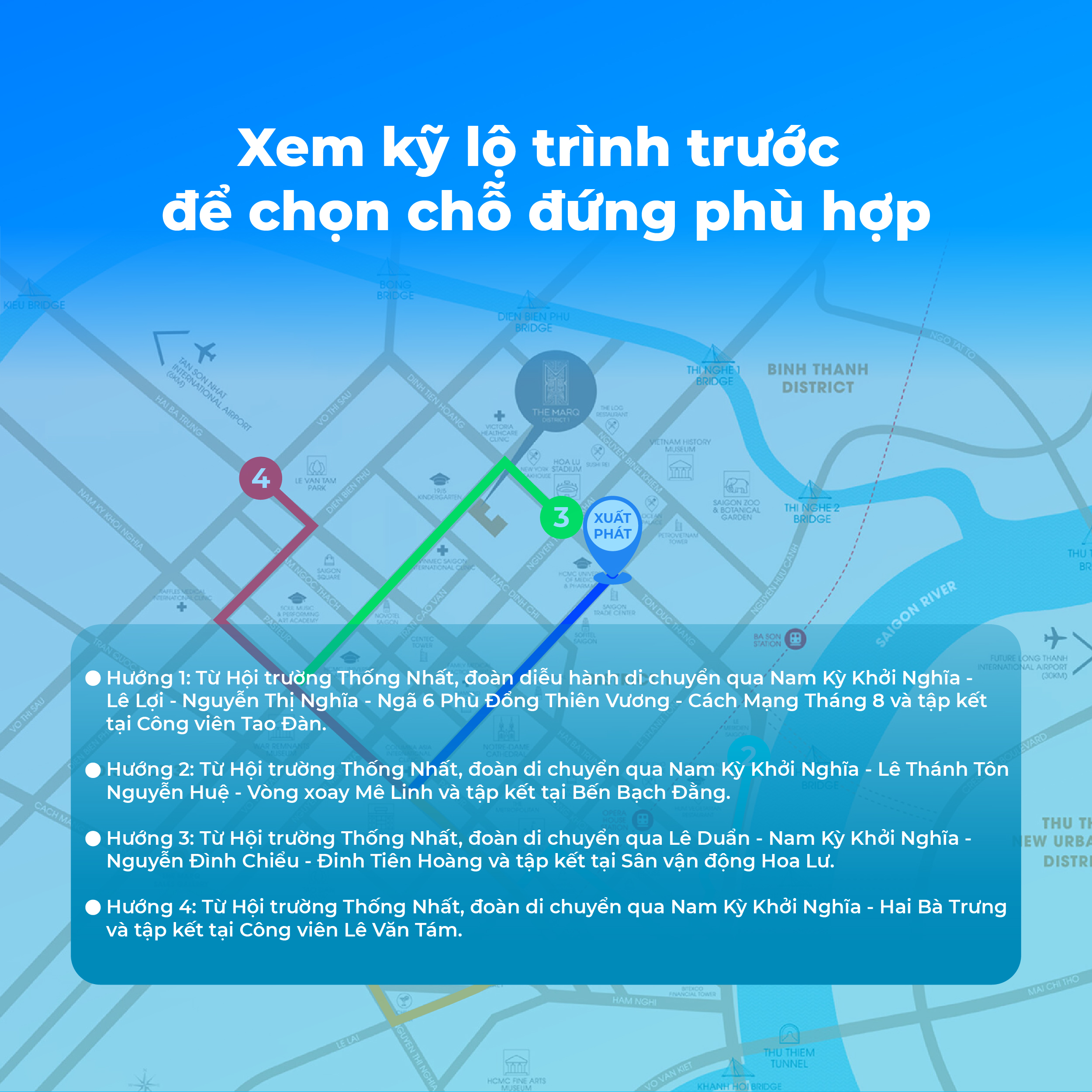 Xem kỹ lộ trình diễu binh để chọn chỗ đứng lý tưởng