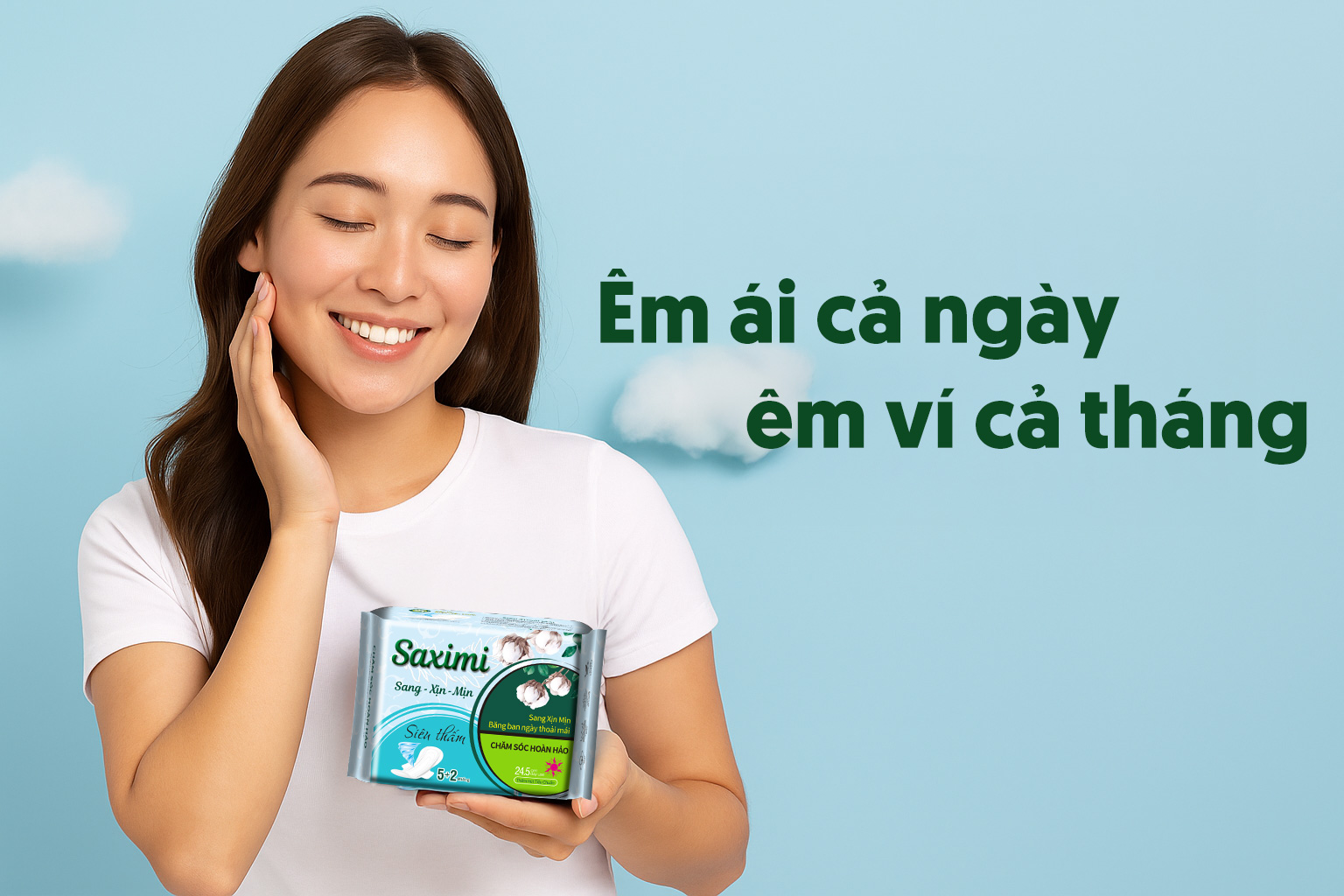 Băng vệ sinh Saximi - Dòng bông ban ngày 24.5cm