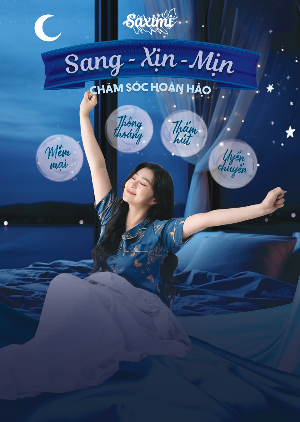 Băng vệ sinh cao cấp Saximi giúp bạn có giấc ngủ trọn vẹn - tự do xoay trở