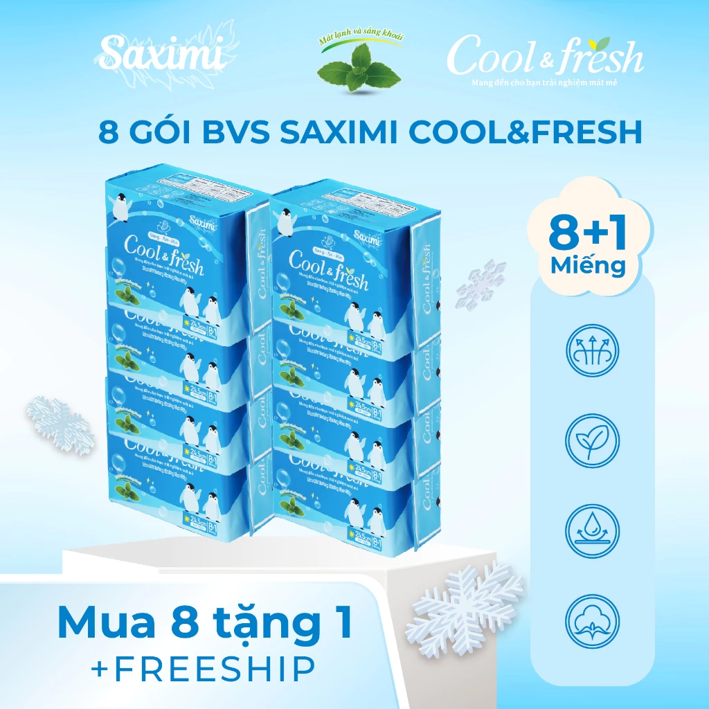 Combo 8 gói băng vệ sinh cao cấp Saximi